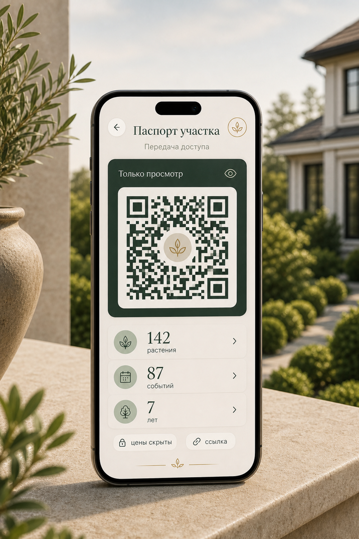 QR-доступ к паспорту участка в режиме просмотра